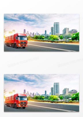 道路运输货运物流摄影图合成背景562道路运输货车货运城市摄影图合成